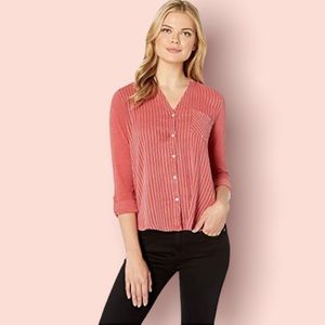 Lucky Brand Gauze Mix Henley Top